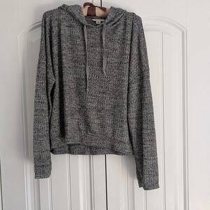 American Eagle Gray Hooded Pullover Lightweight Spring Knit Sweater Size Large